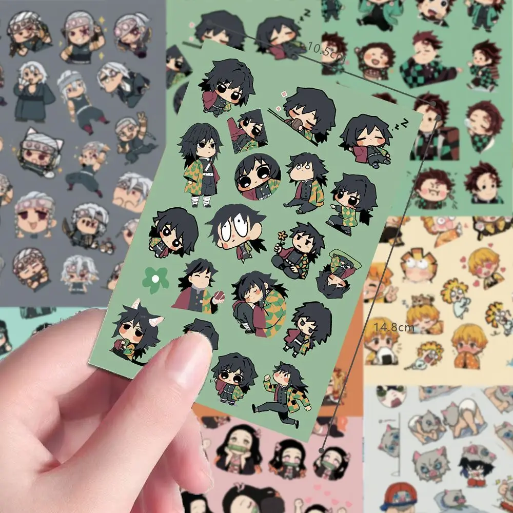 24pcs Chibi Demon Slayer screen protector sticker dual-colored eyes collage material pack waterproof stickers view 3