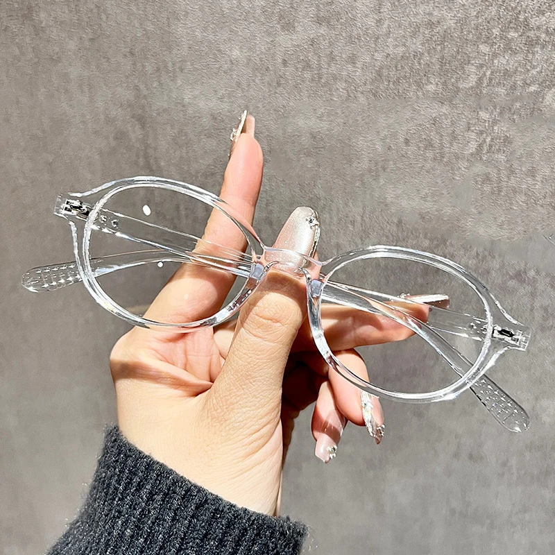 Transparente ovale Computerbrille mit PC-Rahmen für Damen und Herren, Anti-Blaulicht-Rundbrille, optische Ellipsenbrille