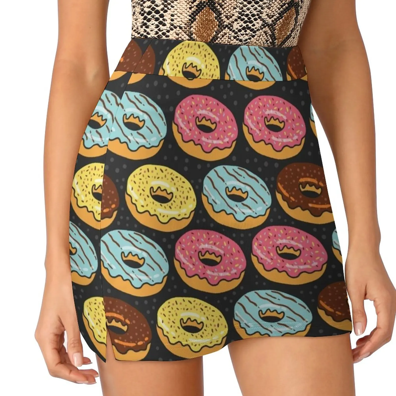 Donuts Forever gonna da donna con tasca gonna Vintage stampa una linea gonne abiti estivi blu spruzza ciambelle ciambelle snack