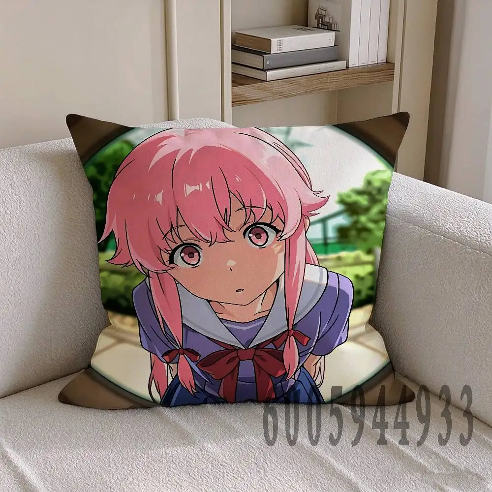 M-Mirai Nikki Anime Celebrity Merchandise All-Match Printed Pillow Case Sofa Car Office Room Decoration Protector