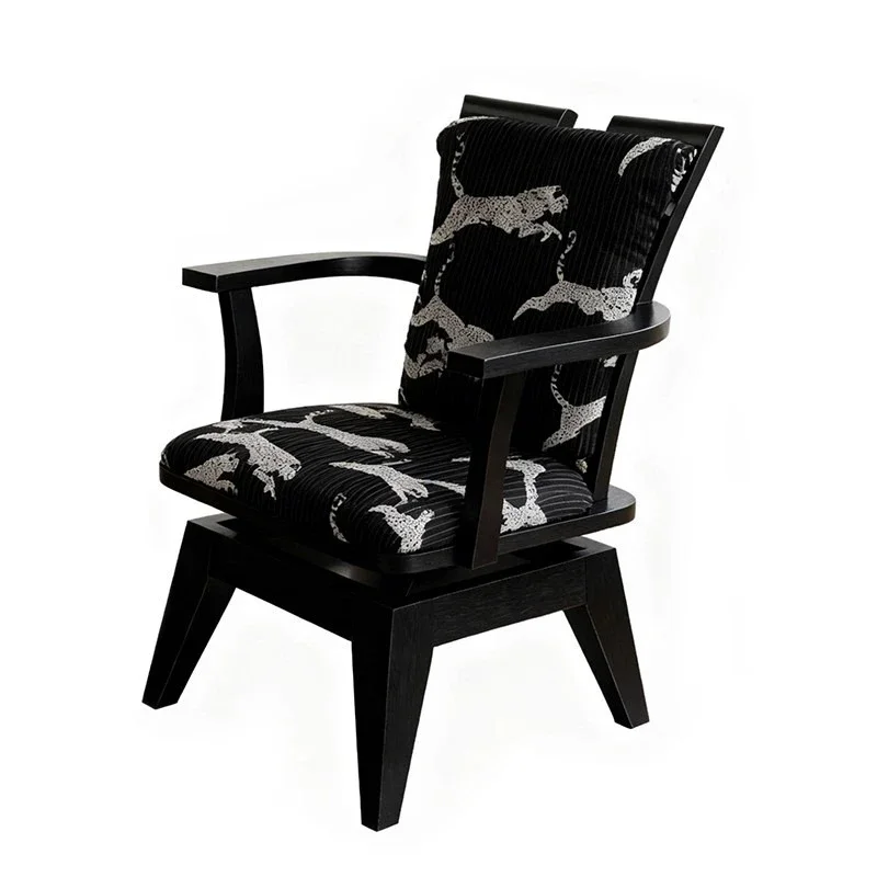 Light luxury French single sofa chair white tiger print rotatable leisure home c hair