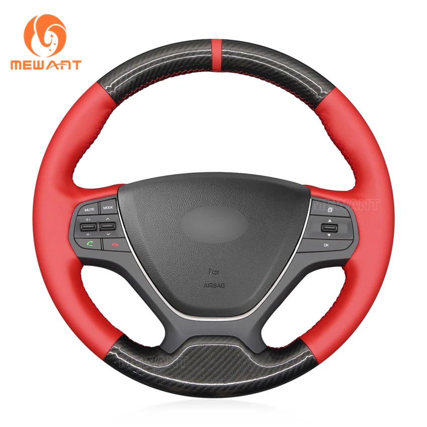 

MEWANT Black Suede Genuine Leather Car Steering Wheel Covers for Hyundai i10 2013 2014-2020 i20 2015 2016 2017 2018 2019-2020