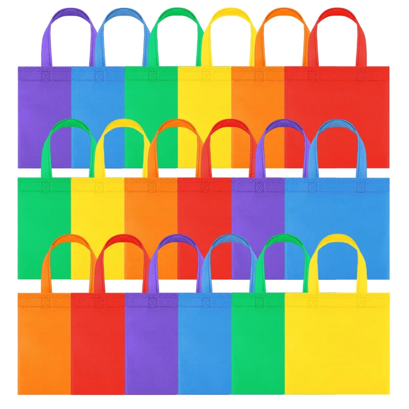 5 Stück leere Goodie-Taschen, 15/20/25 cm, Vliesstoff, wiederverwendbar, für Festivals, Geschenke, Aufbewahrung, Partygeschenke, Tasche für Kinder, Geburtstag, TMZ – Detail 4