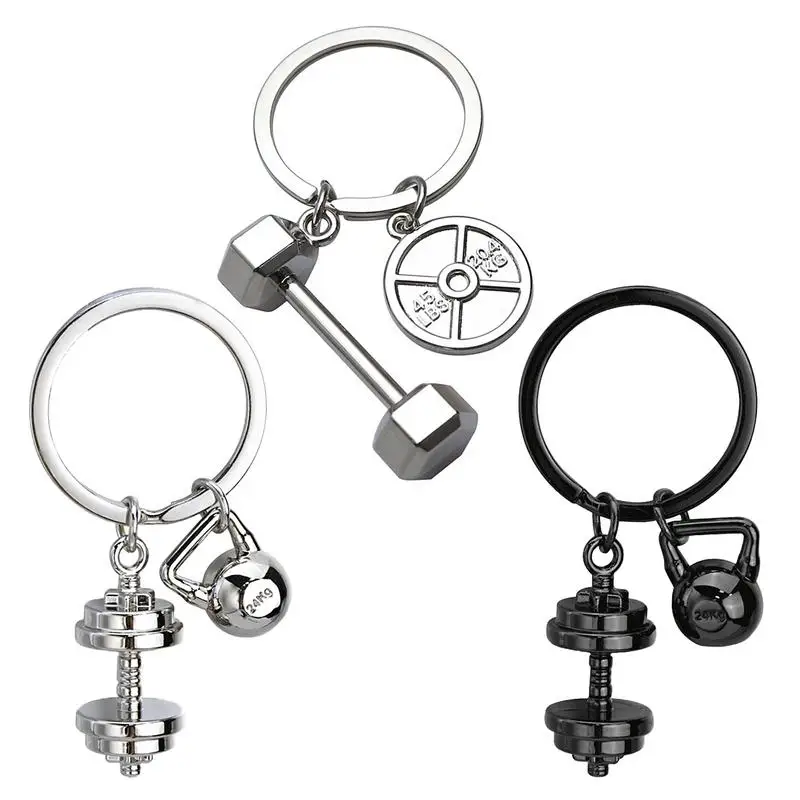 Strength Sports Barbell Dumbbell Charm Gym Gifts Key chain Zinc Alloy Car Key Rings Gift For Fitness Lovers Fitness Accessories