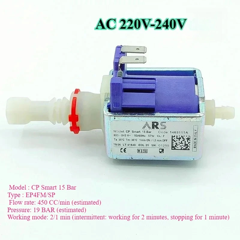 

ARS AC 50cc/min Электромагнитный плунжерный насос высокого давления 57 Вт 220-240 В Мини-водяной насос Кофемашина