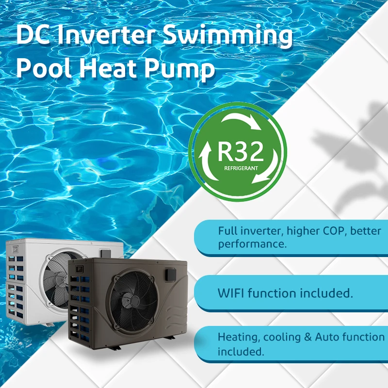 16kw Side Discharge Dc Inverter with Wifi Outdoor Heating Cooling Spa Auto Pool Heater Swim Pool Heat Pump