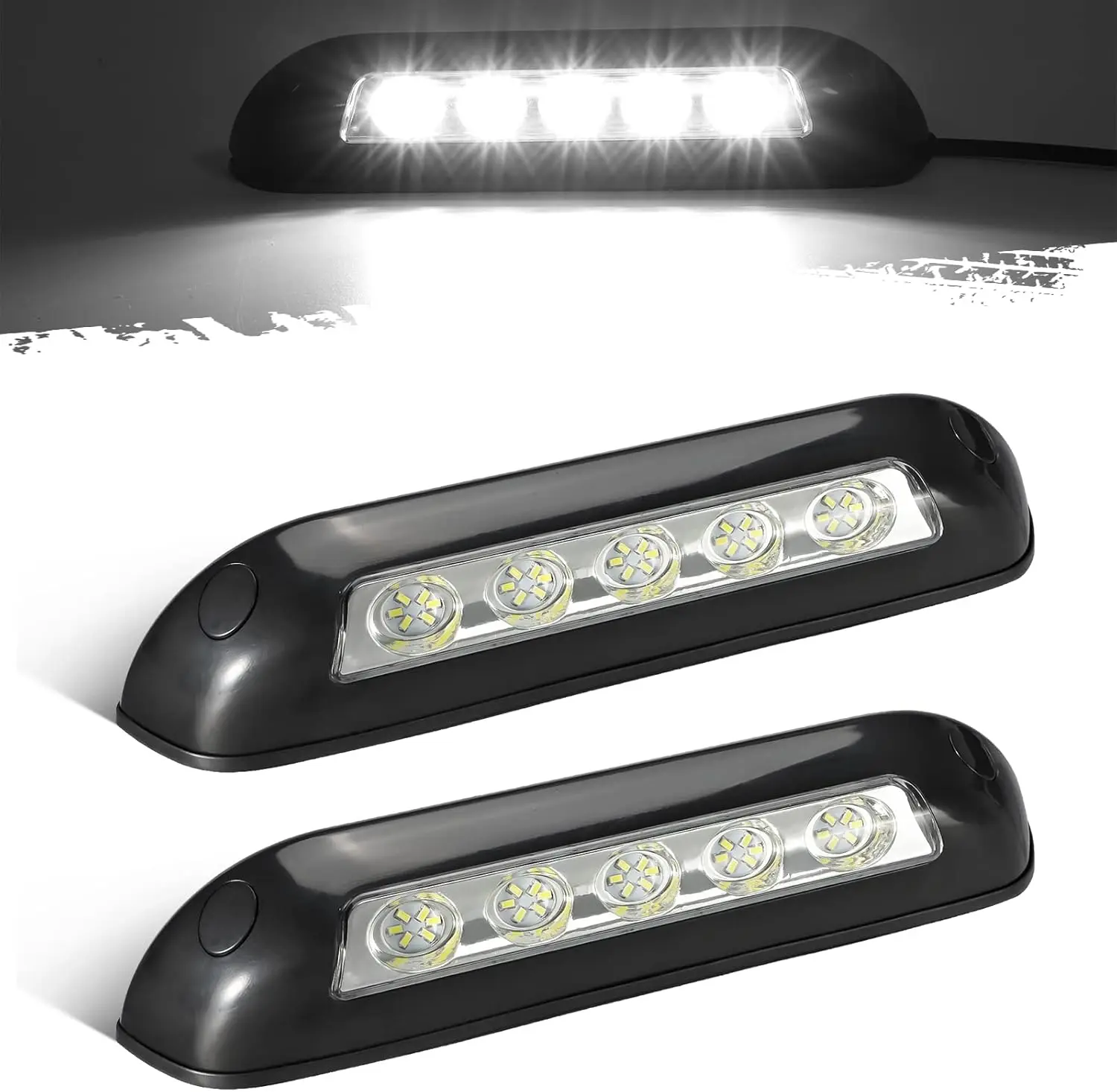 2Pcs 8” RV Porch Lights 12V IP67 Waterproof Utility Strip Lights Bar Surface Mount for Motorhome Caravan Camper