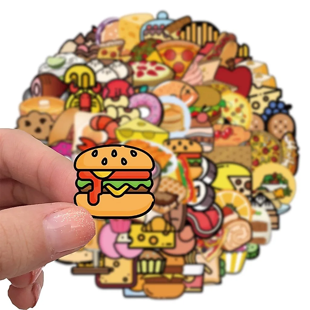 100PCS Mini Cute Cartoon Food Stickers For Diary Laptop Luggage Skateboard Decals Peel Joy Sticker Store