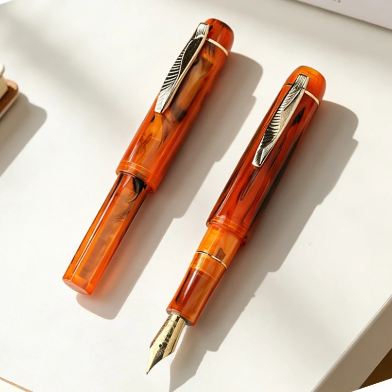 MAJOHN RS3  Acrylic Mini Short Pocket Fountain Pen EF/F Nib Classic Starry Sky Blue Resin Travel Writing Gift Pen