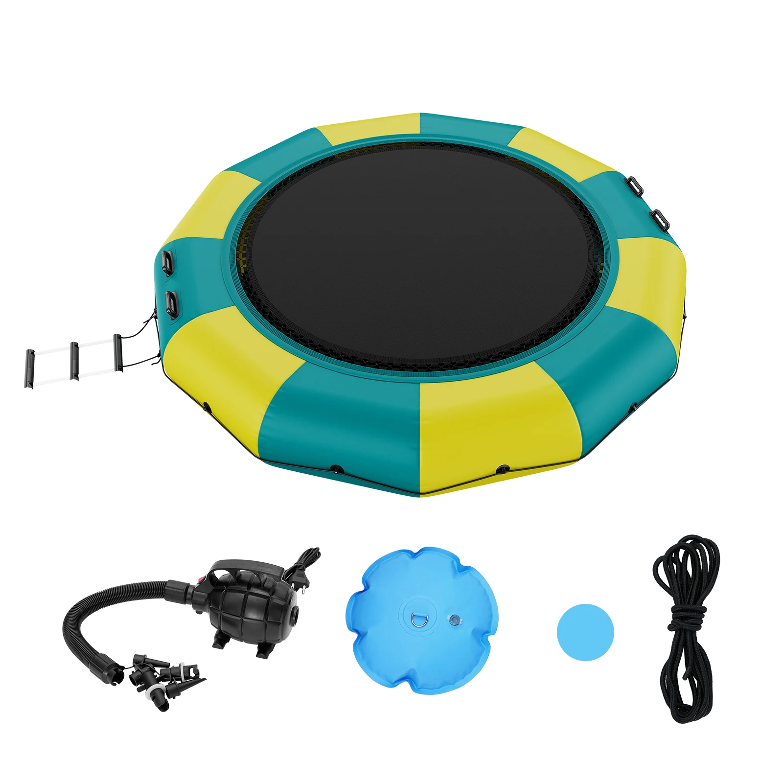VEVOR 13ft Inflatable Water Bouncer Recreational Water Trampoline Portable Bounce Swim Platform Kids Adults Floating Rebounder