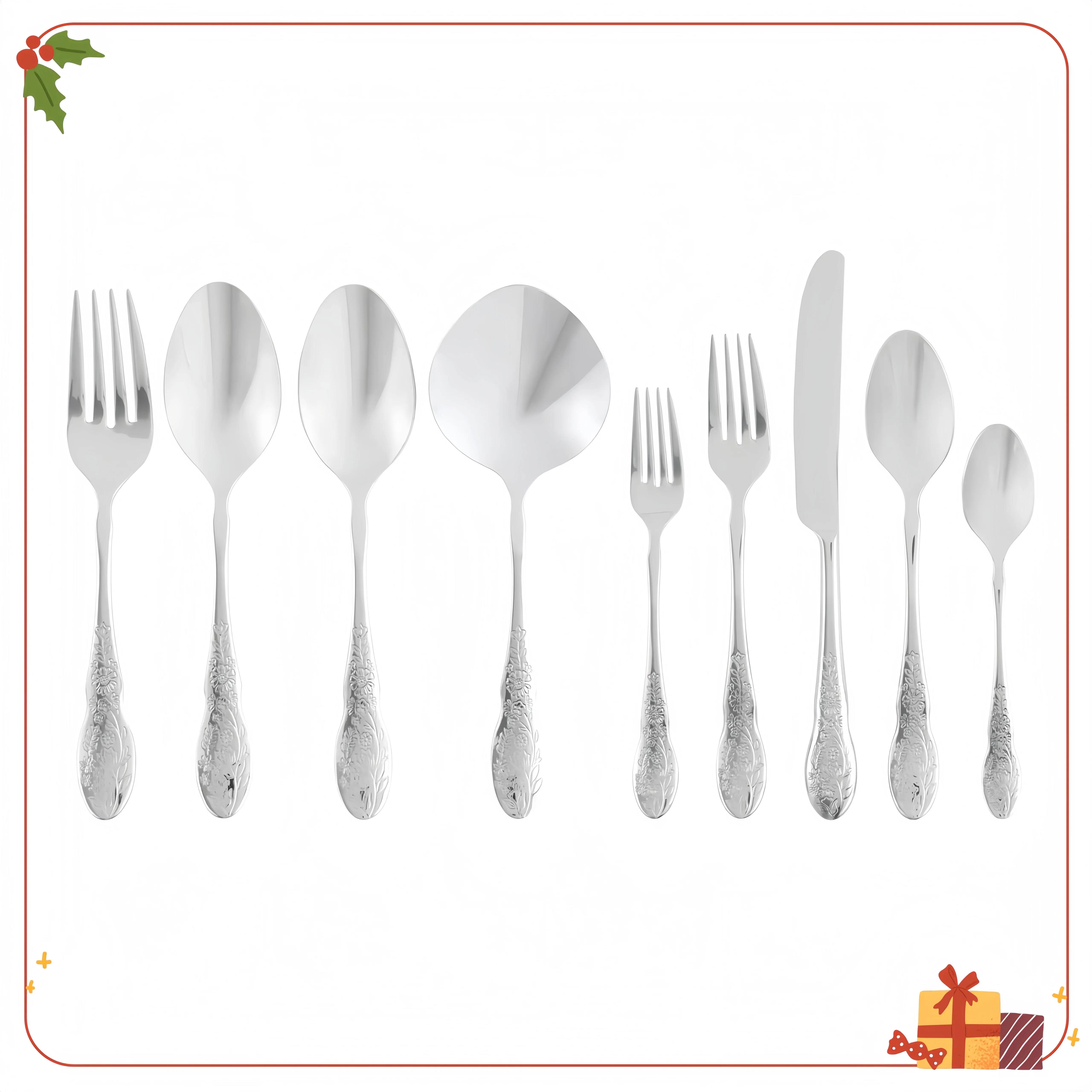 

44-Piece Stainless Steel Flatware Set Silver, Service for 8 with Polished Finish, Dishwasher Safe