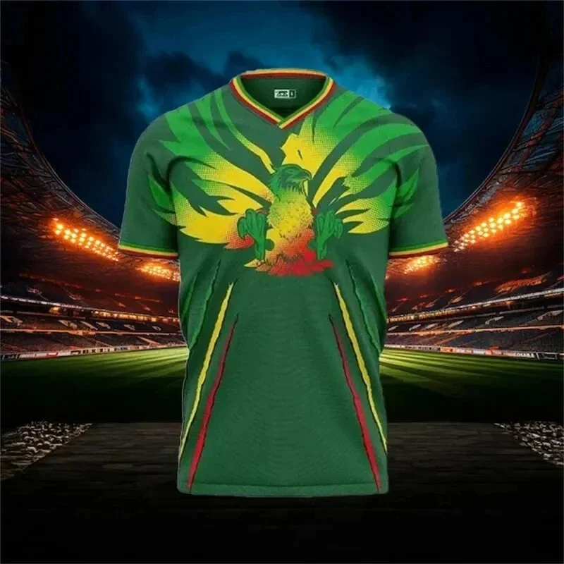 Men's Mali 3D Printed Football T-Shirt Street Fashion Oversized T-Shirt 2024 New Sports Running T-Shirt Summer Sports T-Shirt