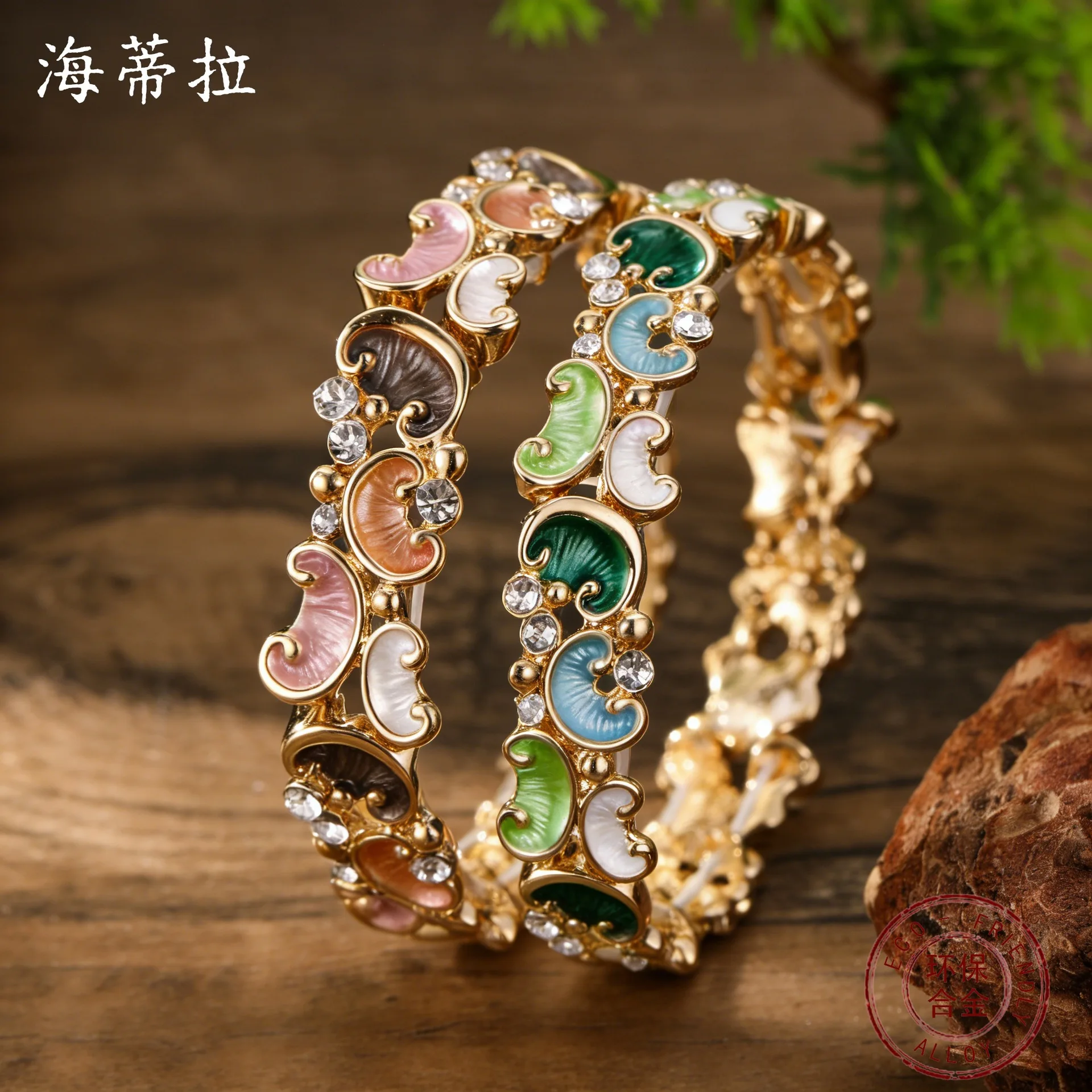 

DIY accessories enamel color irregular cashew flower elastic bracelet women's simple and advanced geometric petal bracelet