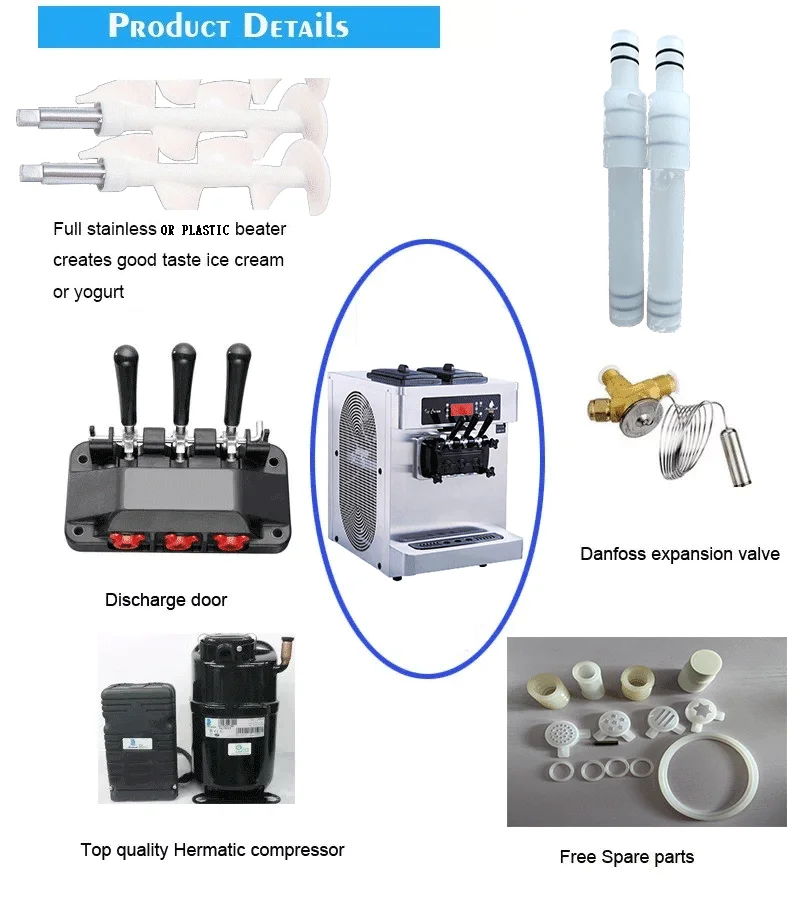 Factory outlet  20-28L/h Three Flavors Commercial Tabletop Soft Ice Cream Machine Ice Cream Machine Pakistan