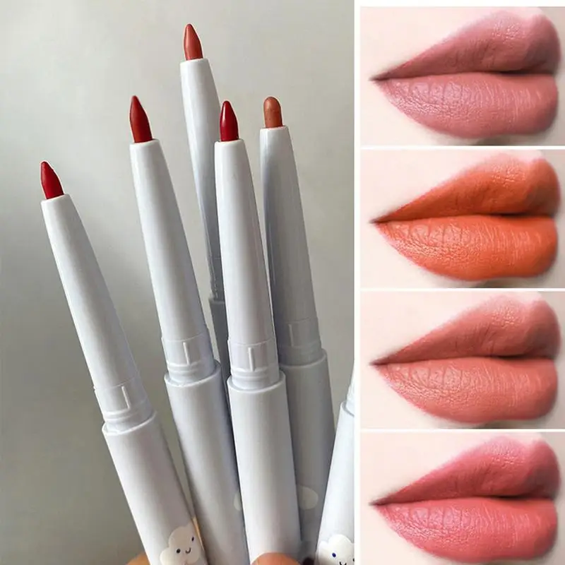 Retractable Lip Liner | Double-End Waterproof Lip Liners with Brushes | Lipstick Applying Tools Lip Brushes Non-Stick Lip 2 In 1