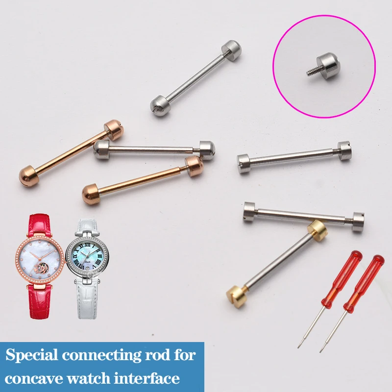 Watch Screw Tube Rod Spring Bar Rose Gold Silver Screw-In Watch Lug Stem Link Kit for Leather Watchband Strap 18mm 20mm 22mm