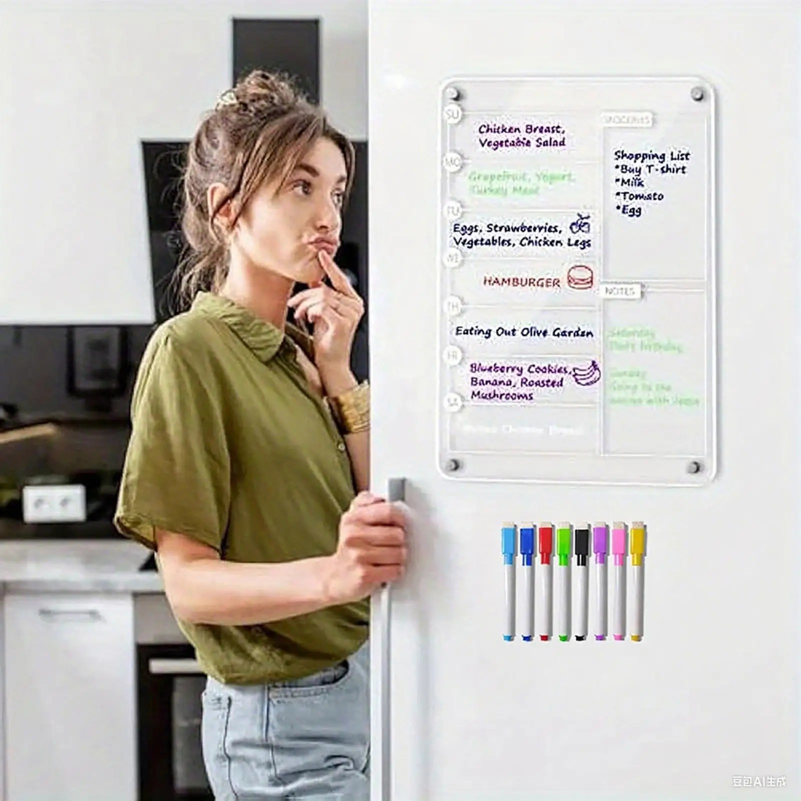 واضح لوحة المسح الجاف الاكريليك المغناطيسي محو التقويم السبورة مغناطيس الثلاجة مخطط مجلس قابلة لإعادة الاستخدام مذكرة نشرة السبورة