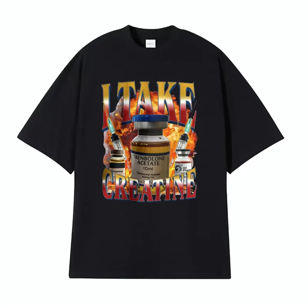 Engraçado eu pego criatina ginásio t camisa steroid fora do bolso meme t camisas femininas manga curta hip hop camisetas casuais