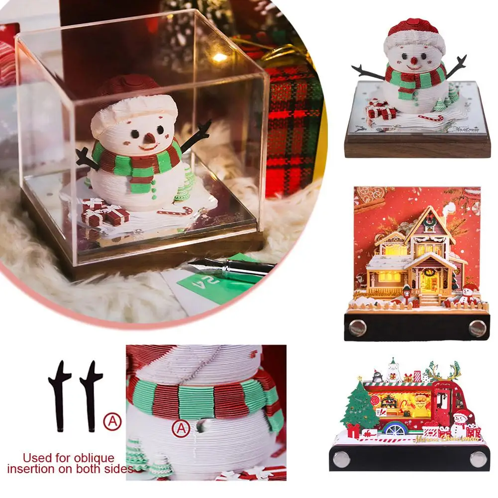 2025 Calendar Desktop Desk Calendar Ornament Snowman Notes Three-dimensional Sculpture Christmas Sticky 3d Paper J7p3