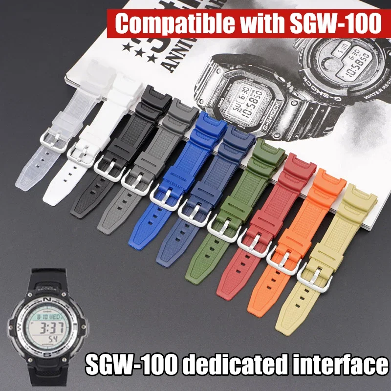 Strap for Casio G-SHOCK SGW-100 Resin Silicone Sport Waterproof Watch Band Men Women Dedicated Wrist Bracelet Accessories sgw100