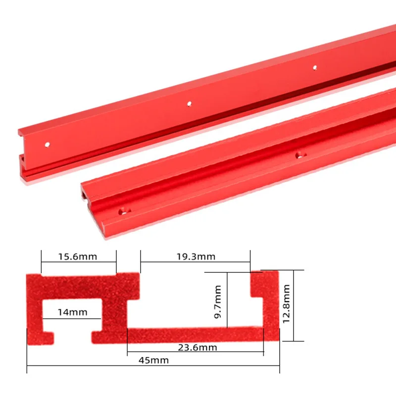 1Pc 45 Type T-Track 400mm Woodworking Chute Rail Track Slot Carpenter Miter Track Aluminium DIY Table Saw Workbench Tool