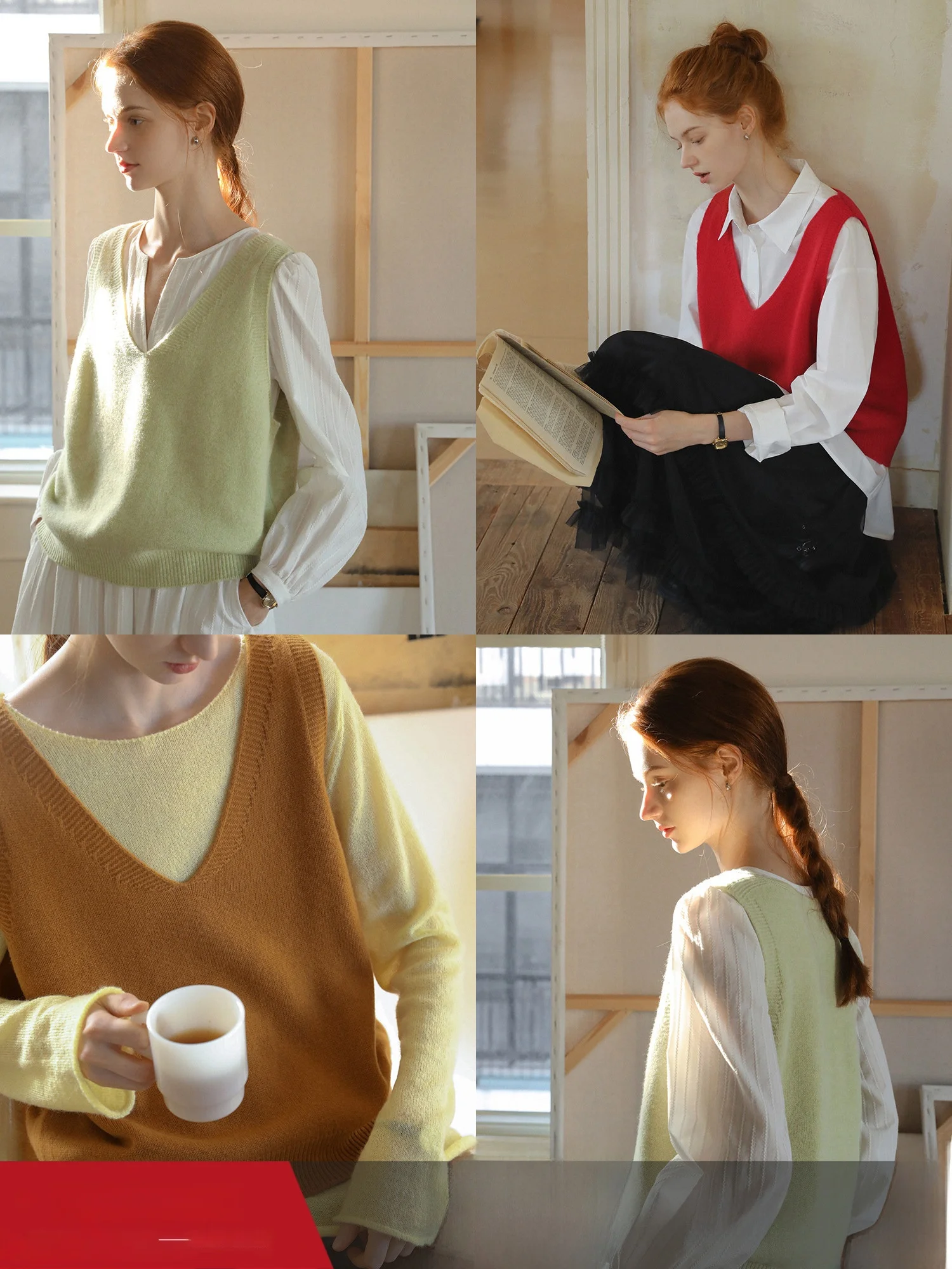 

MELLIIY Spring 2026 Vintage V-ne Full Wool Knitted Vest Women Loose Versatile Layering Tank Top Commute Sle ort Sve