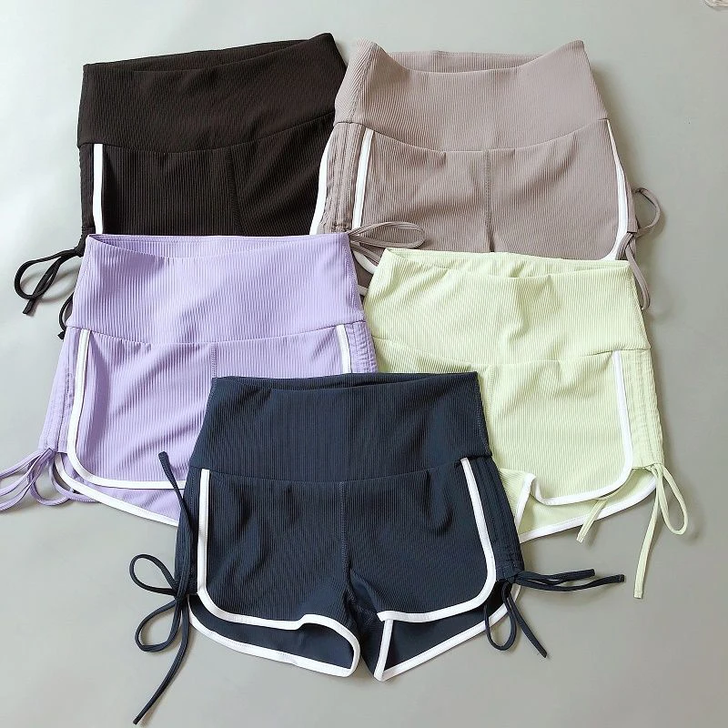 Sexy High Waist Sport Shorts Women Drawstring Slim Fashion Shorts Korean Casual Patchwork Simple Design Female Summer Shorts New