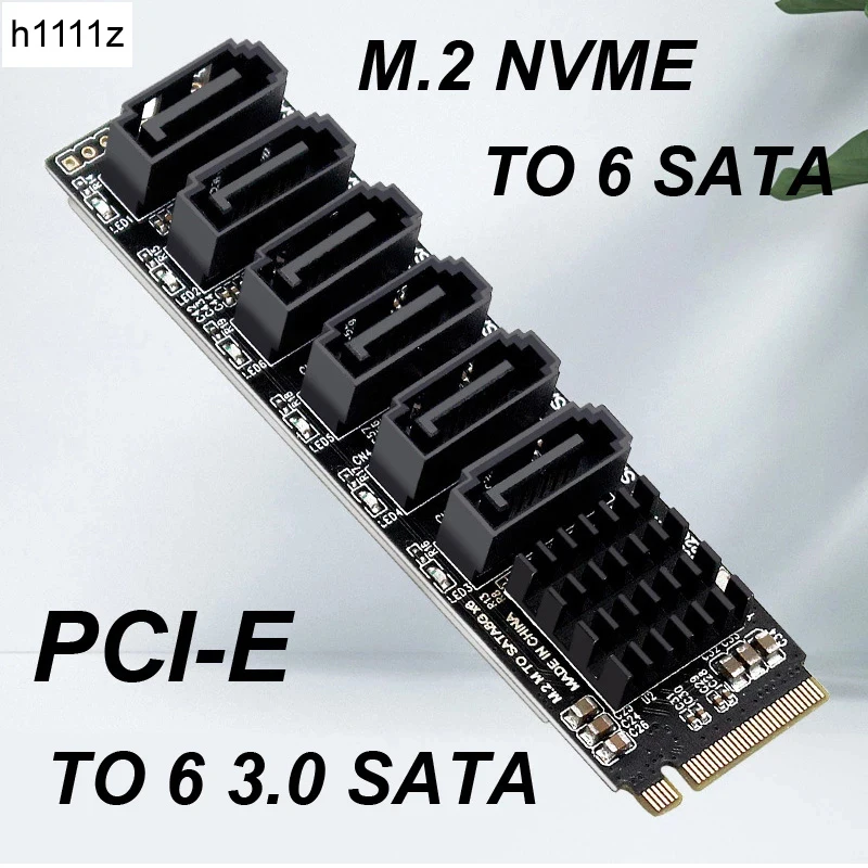 

Переходник NVME на SATA, плата расширения M.2 на SATA, M2 разъем, внутренний SSD SATA 3, усилитель порта NGFF M Key на контроллер SATA3