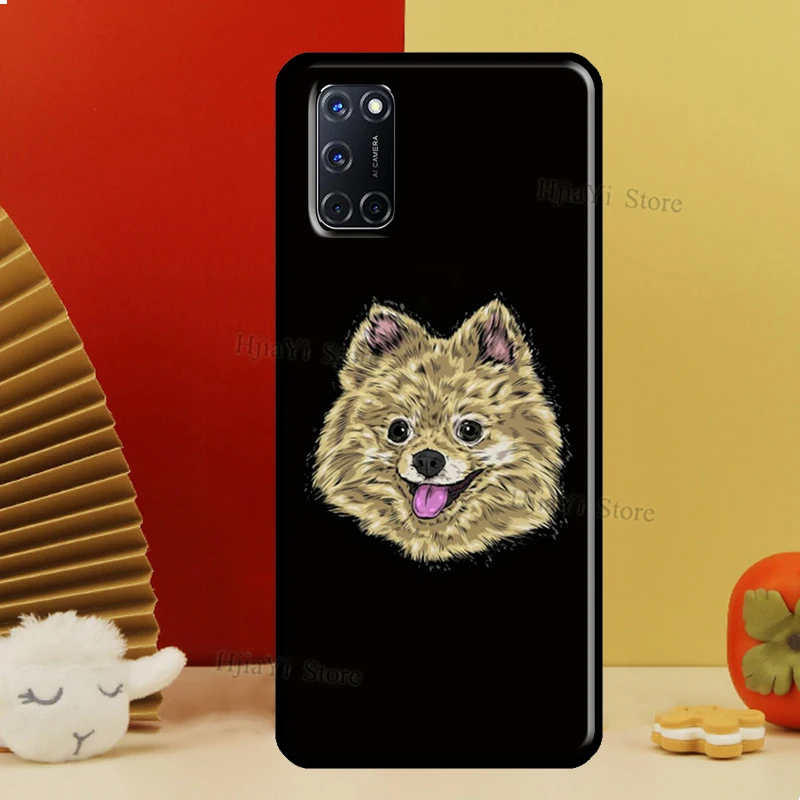 Cartoon Pomeranian Dog Case For OPPO A74 A94 A54 A53 A57 S A5 A9 A15 A52 A72 A17 A77 A78 A91 A93 A16 A76 A96 Coque