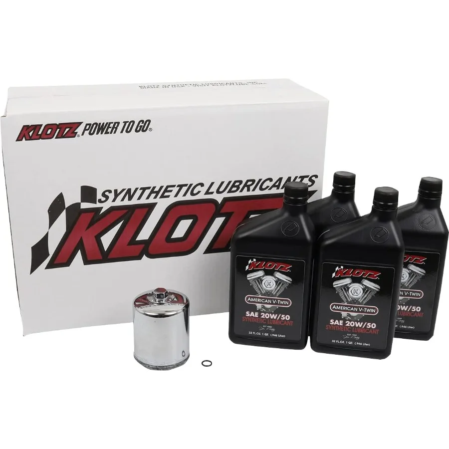 

Klotz 4 Quart 20W/50 Synthetic Motor Oil Change Kit for 1984-1999 Evolution Big Twin - Basic Kit: Complete Maintenance Solution