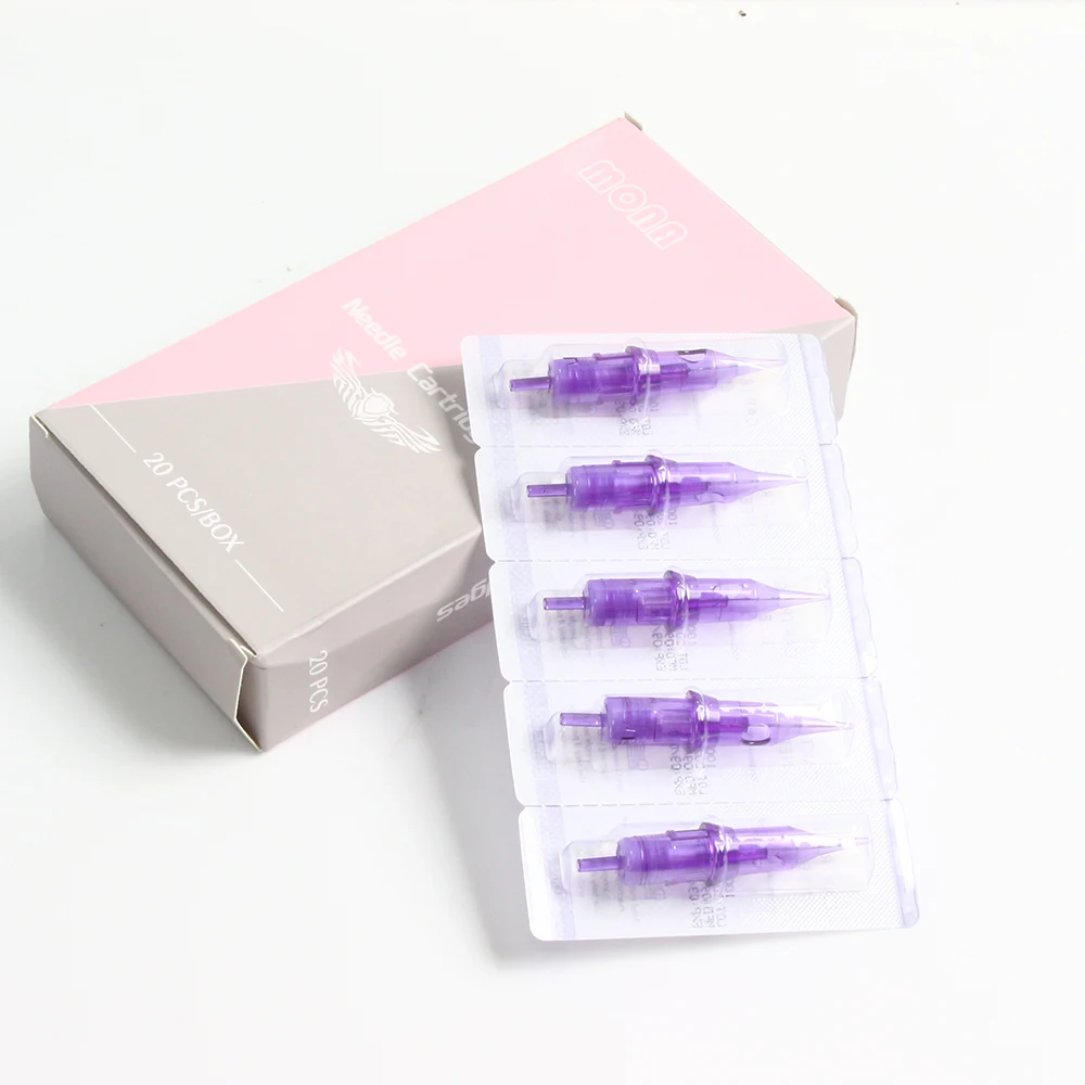 20pcs Purple Professional Disposable Tattoo Cartridges Needle Semi-Permanent Eyebrow Lip Makeup Needles For Tattoo Machine Pen