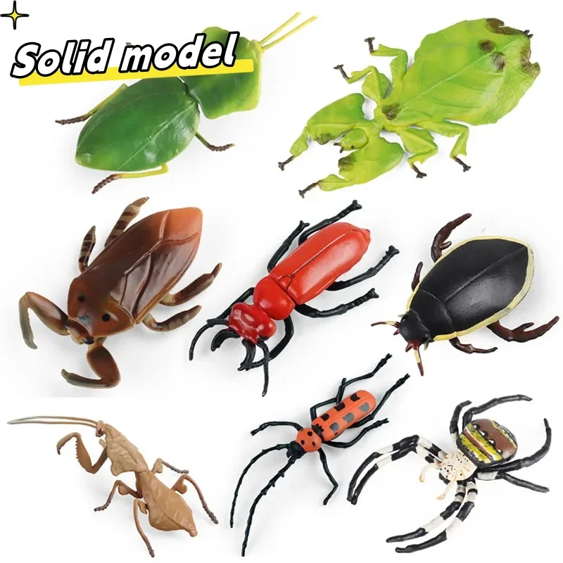 Simulation Insect Animals Giant Leaf Stag Beetle Longicorn Giant Water Bug Model Action Figures Spider Figurines Educational Toy