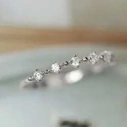 Huitan Exquisite Thin Rings for Women Luxury Gold Color CZ Ring Minimalist Gift Simple Stylish Female Accessories Hot Jewelry