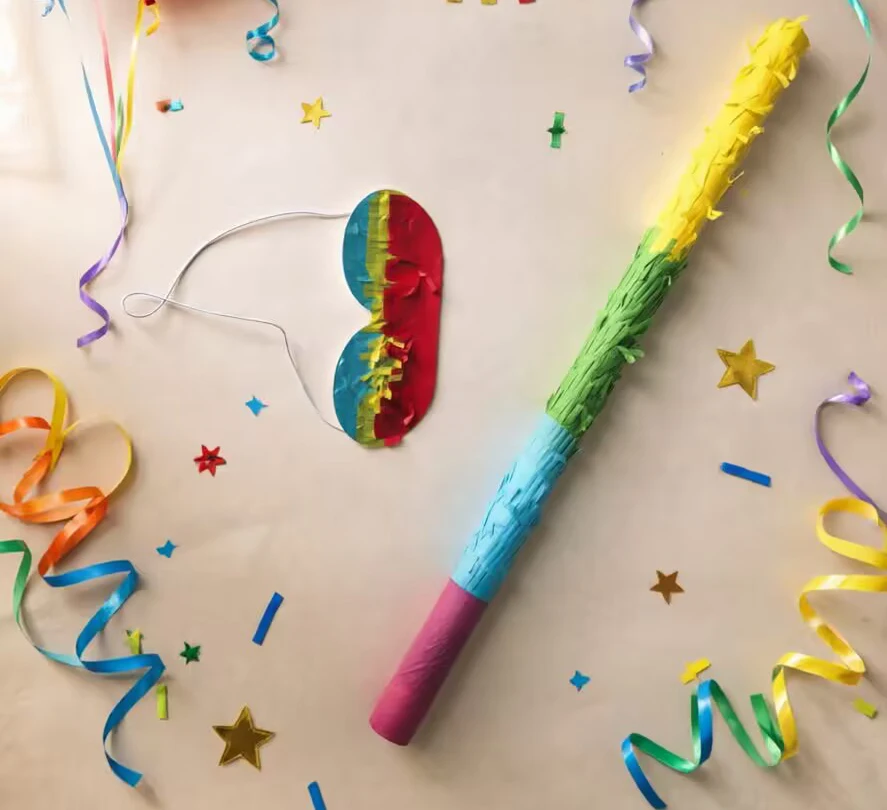 Kit de Palo para Piñata de 19.68 Pulgadas, Palo para Piñata y Antifaz que No Rompe las Piñatas, para Niños, Niñas y Adultos, Decoraciones para Fiestas de Cumpleaños, Tamaño Grande