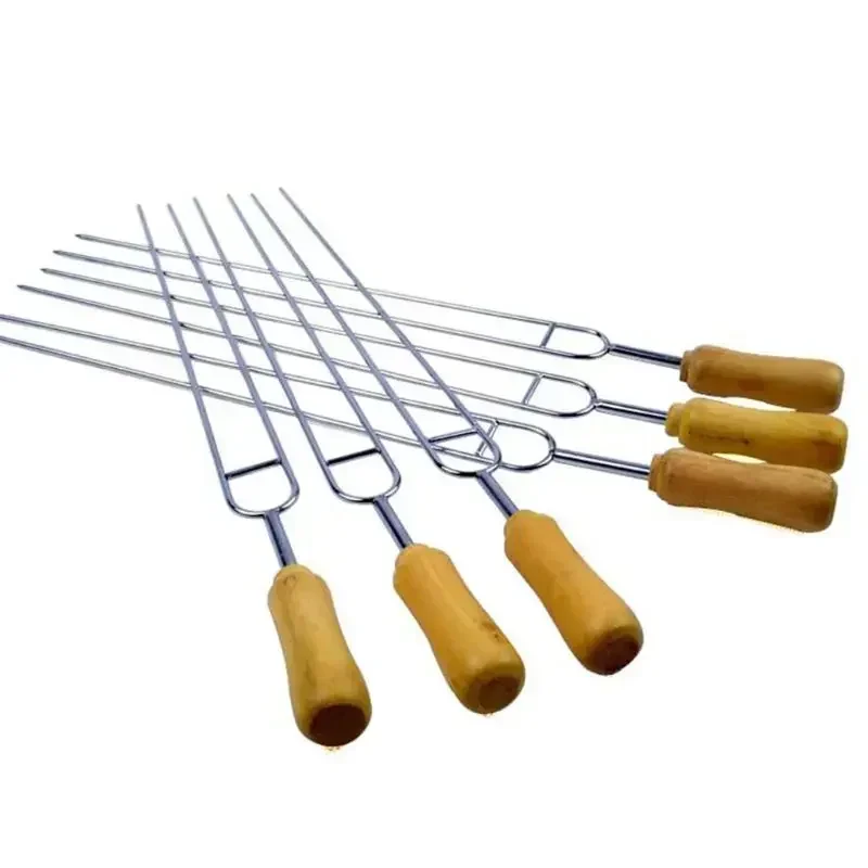 6pcs Stainless Steel U-Shaped Barbecue Brazing Fork Needle Grilling Skewers Double Prong Bbq Grill Outdoor,grill Accesories