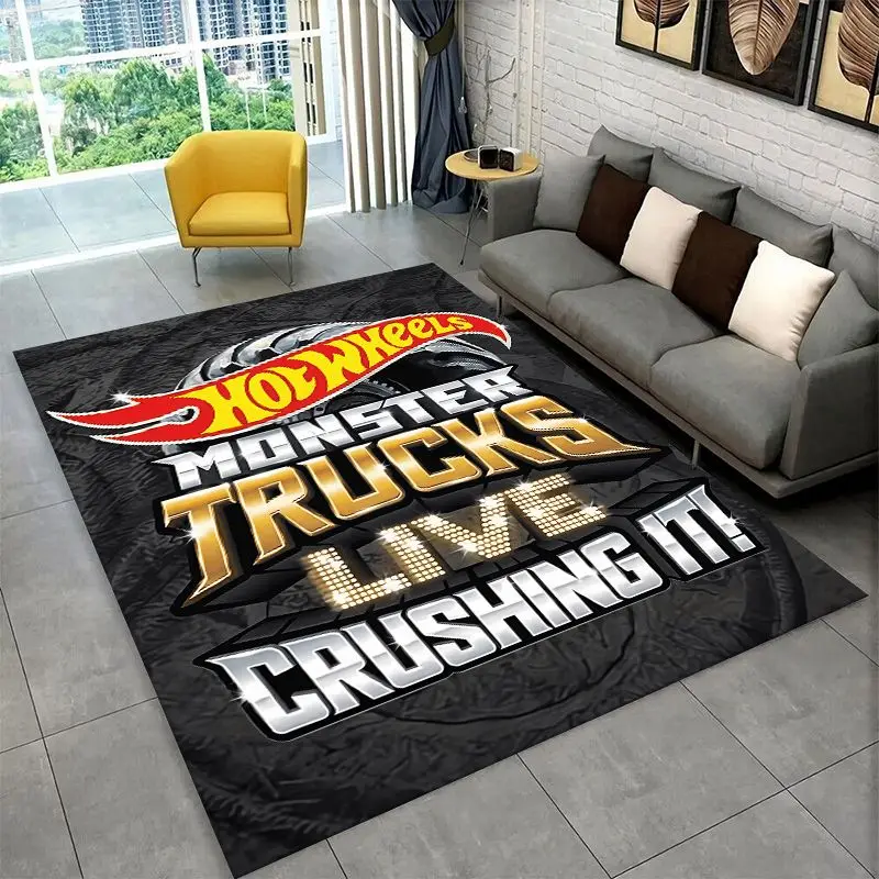 Racing Car H-Hot Wheels MOTO Non-Slip Area Rug for Living Room,Bedroom,Playroom,Soft Carpet Floor Mat Home Decor Rug  Room