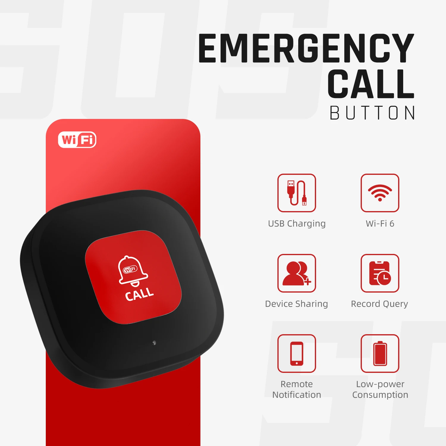 Tuya-Smart SOS Call Button para paciente idoso, botão do telefone sem fio, telefone alerta, transmissor de emergência