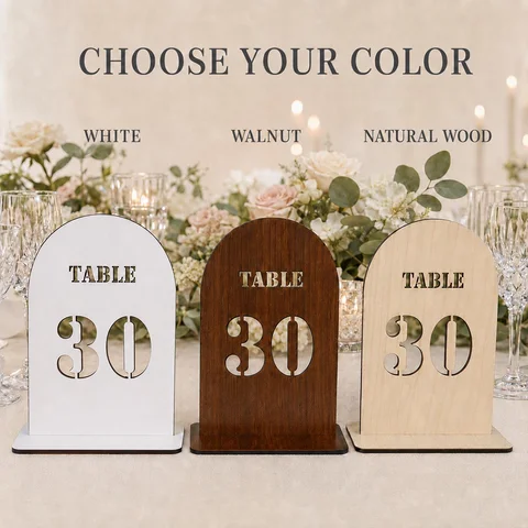 Customized wedding banquet table numbers, arched wooden wedding banquet table numbers, laser-cut geometric style reception decor