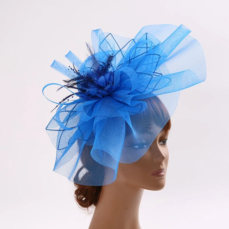 Cappelli di piume di fiori da sposa Vintage accessori da sposa eleganti cappelli a rete da sposa cappelli Fascinator bianchi occasioni formali da donna