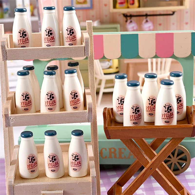 5/10PCS Modello alimentare in miniatura Giocattolo Bottiglia di latte Bevande Accessori per casa delle bambole Giocattolo per bambini Casa delle bambole Ornamenti da cucina Puntelli per fotografia
