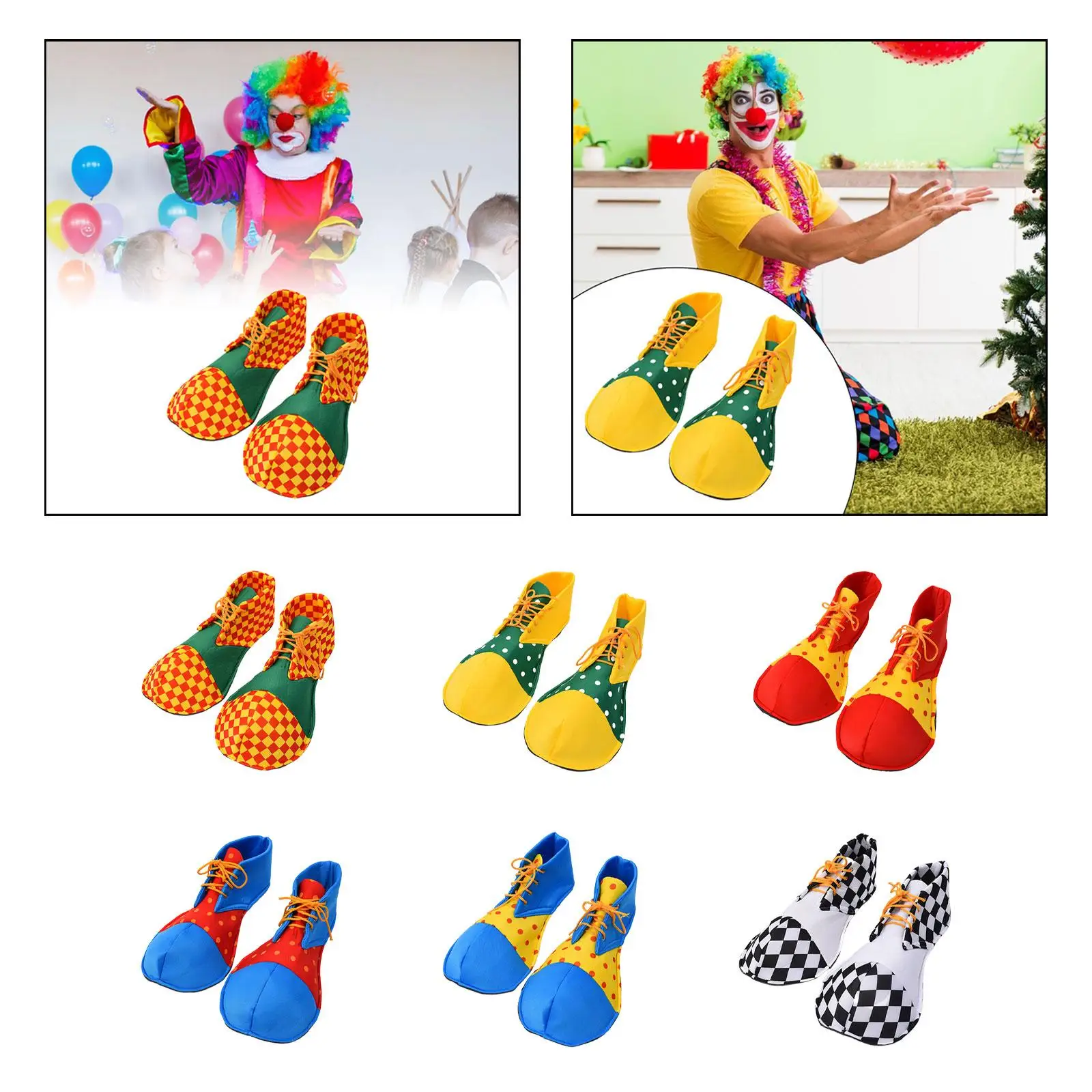 Carnavais Carnival Set para homens e mulheres, sapatos de palhaço, carnaval Cosplay Supplies, presente de aniversário, unisex, adultos Holiday Party Costume