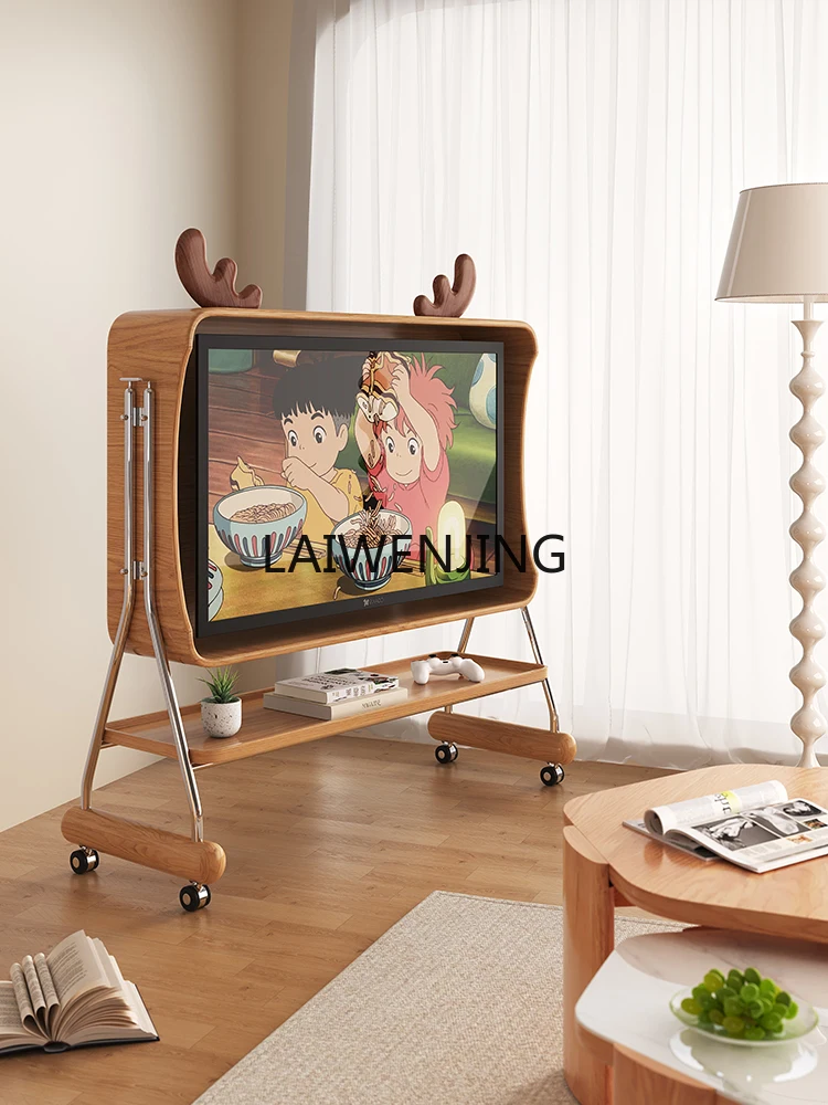 

MJY TV bracket small apartment living room bedroom retro floor removable tall TV cabinet