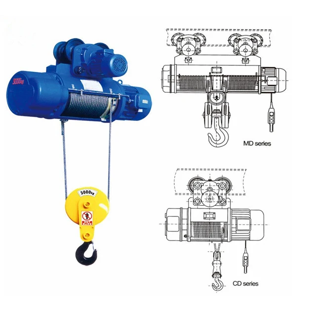 

3 ton electric rope pulley hoist wire rope M3 Work duty pulling wire rope hoist