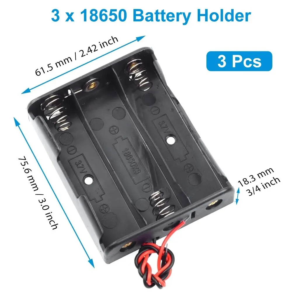 3 stks 18650 Batterij Houder Doos 1 Slot 3.7 V Batterij Opbergdoos 1/2/3/4 Mobiele Plastic Container met Sluit Zwart Rode Draden