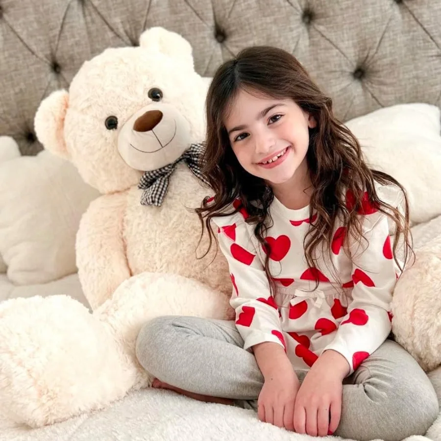 Giant White Teddy Bear 4 Feet 47inch Stuffed Animal Plush Cute Classic Gift for Girlfriend Boyfriend Birthday Party Favor