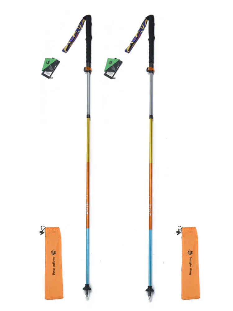 Newest 7075A Aluminum Alloy 5-Section Telescopic Hiking Pole Portable Folding Stick for Mountain Climbing And Outdoor Sports