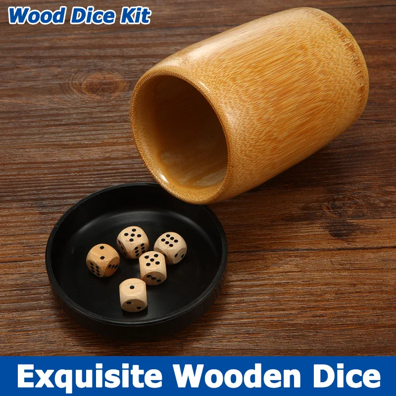 5-10pcs Kit Exquisite Wooden Dice Bamboo Dice Cup Solid Wood Toys Sieves Large Dice Lucky draw Activity Props Bar KTV Supplies