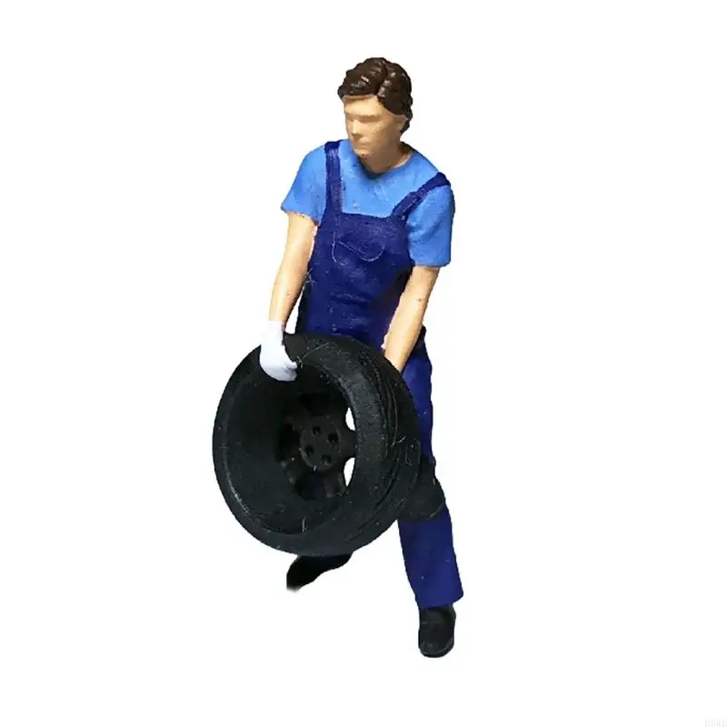 H8WB 1:64 Scale Miniature Figure Realistic Miniature People Repairman Figure Model