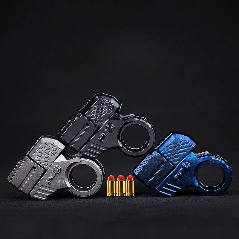 Alloy Mini Finger Ring Pistol Model Shell Throwing Soft Bullet Toy Gun Decompression Toys Golden Finger Blaster For Boys Adults