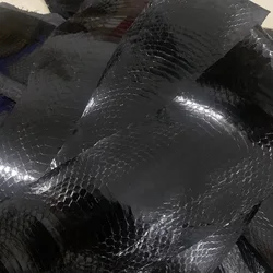 High gloss blackNatural Leather Snake Skin for Phone Case, Leather Bag, Shoe Belt DIY, Handmade Leather Material